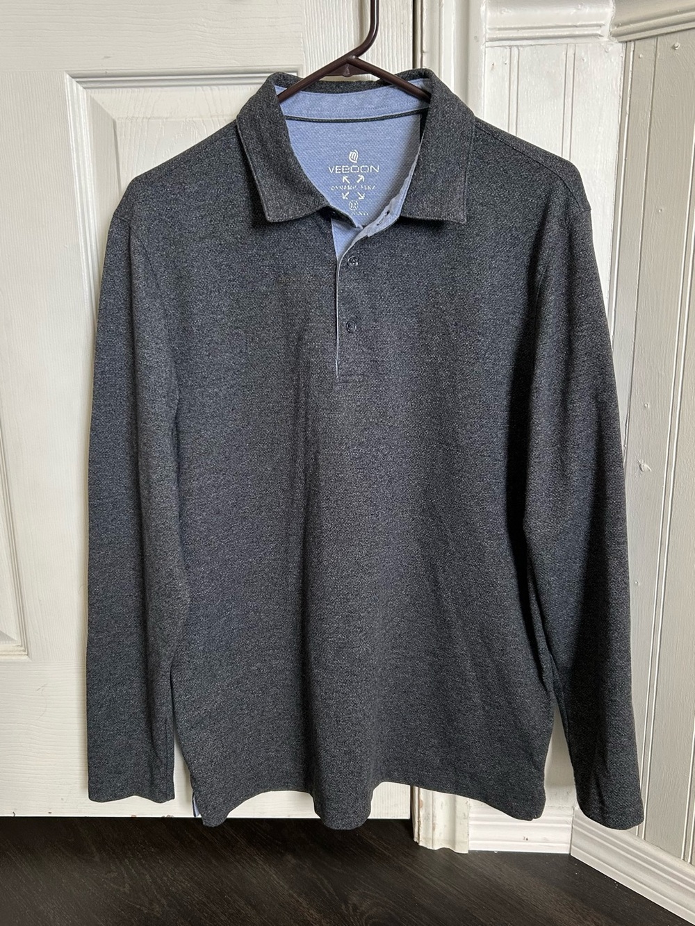 Long-Sleeve Polo Shirt in Charcoal